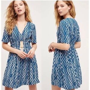 🌺SOLD 🌺HD in Paris Teal Turquoise Blue Harlequin Print Sundress Dress 6